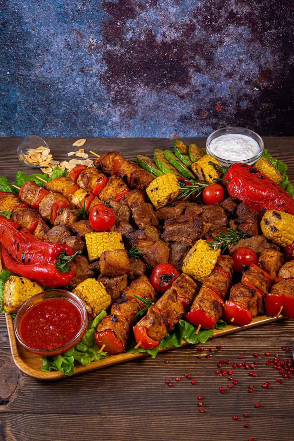 Platou mix de frigărui și legume moraritacatering.md Platou mix de frigărui și legume foto